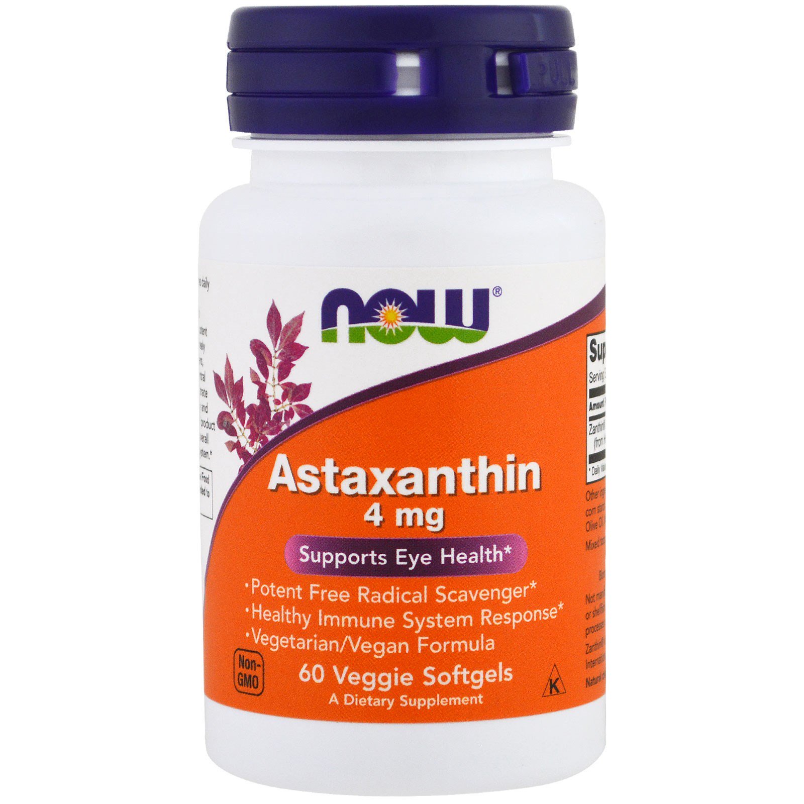 NOW Astaxanthin, Астаксантин 4 мг - 60 капсул