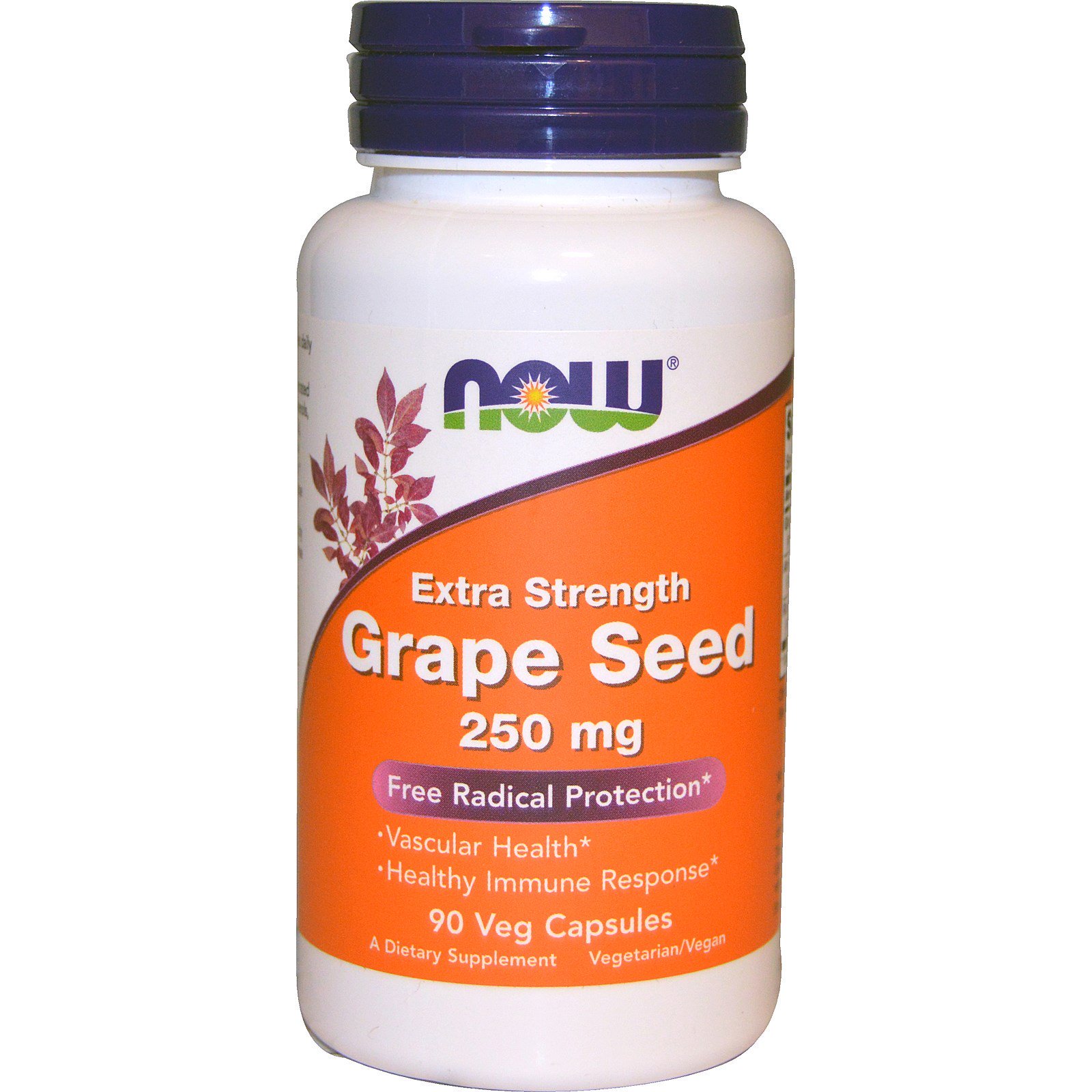 NOW Grape Seed, Экстракт Виноградных Косточек 250 мг - 90 капсул