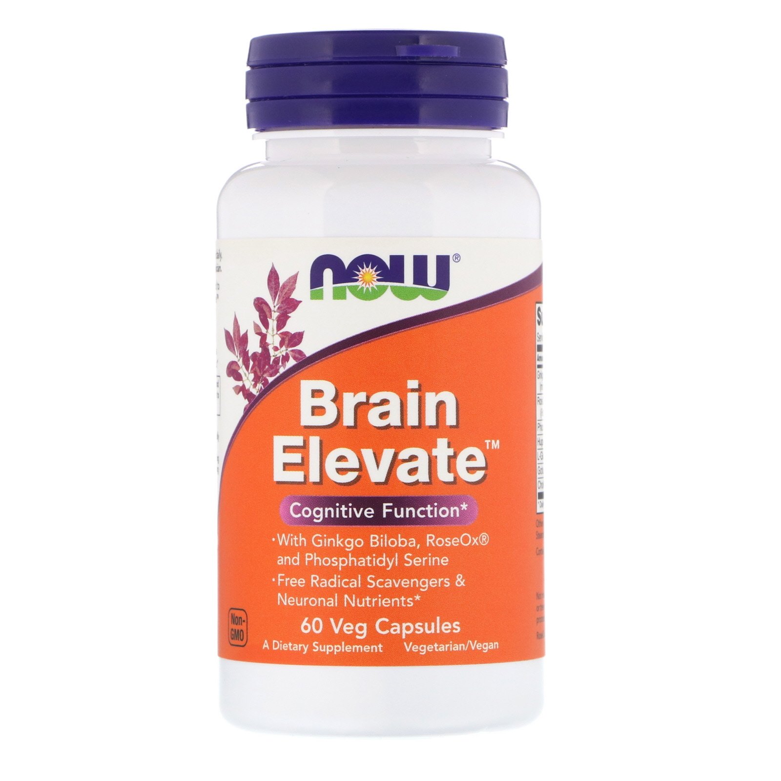 NOW Brain Elevate, Активатор Мозга - 60 капсул