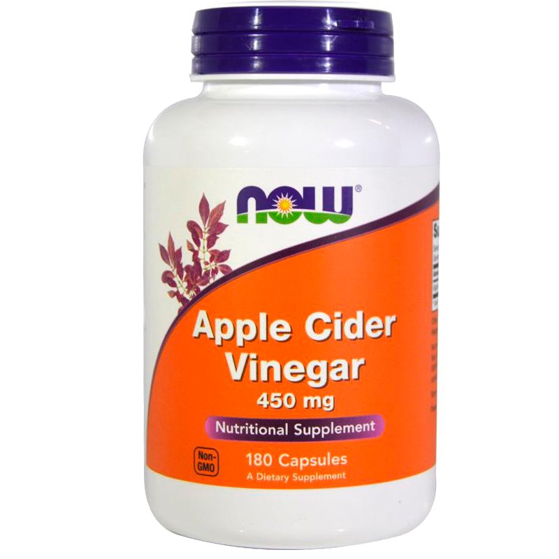 NOW Apple Cider Vinegar, Яблочный уксус 450 мг - 180 капсул