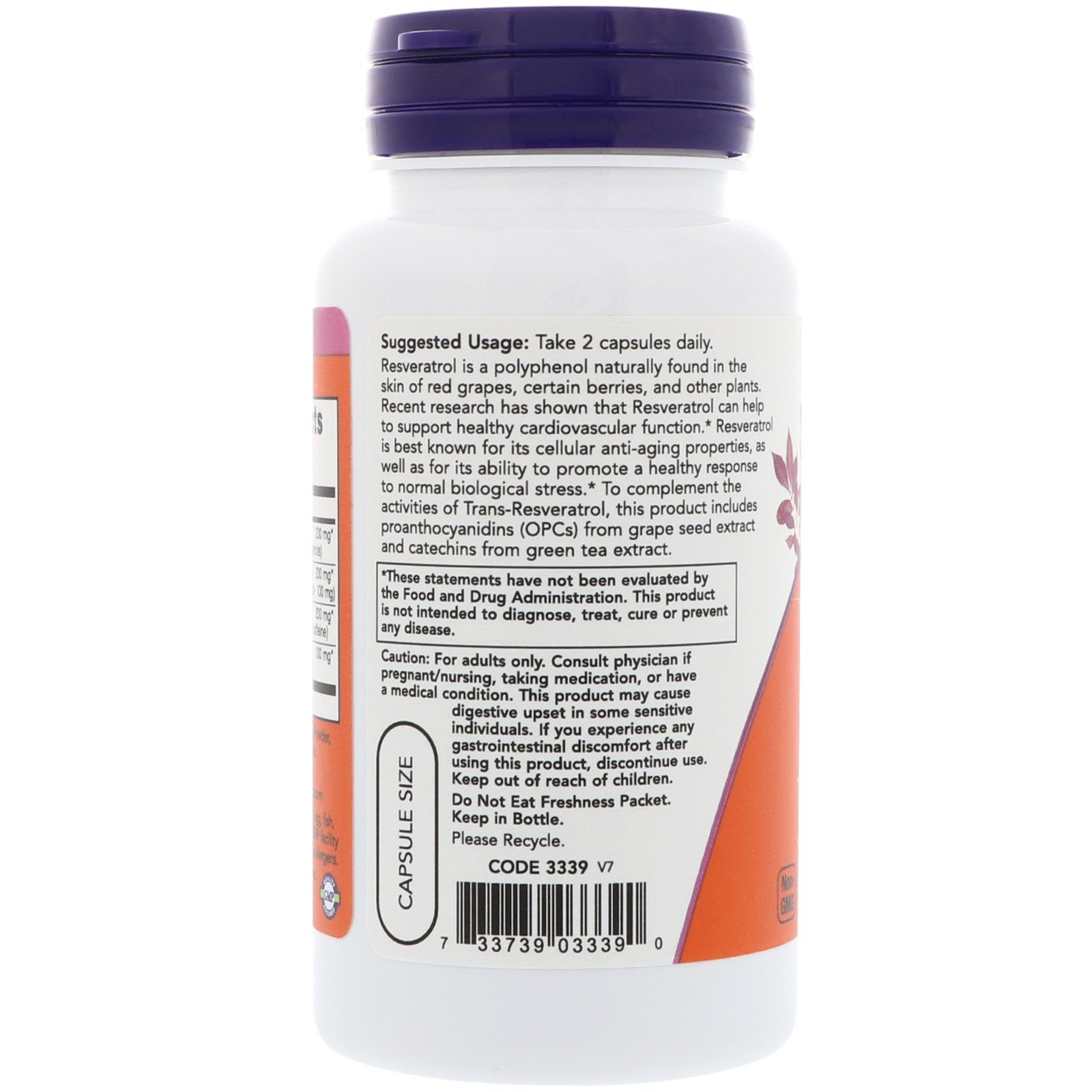 Resveratrol Natural, Ресвератрол Натуральный 50 мг - 60 капсул