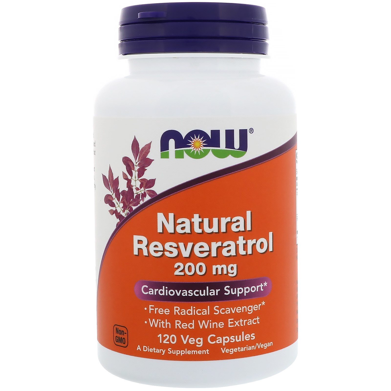 NOW Resveratrol Natural, Ресвератрол Натуральный 200 мг - 120 капсул