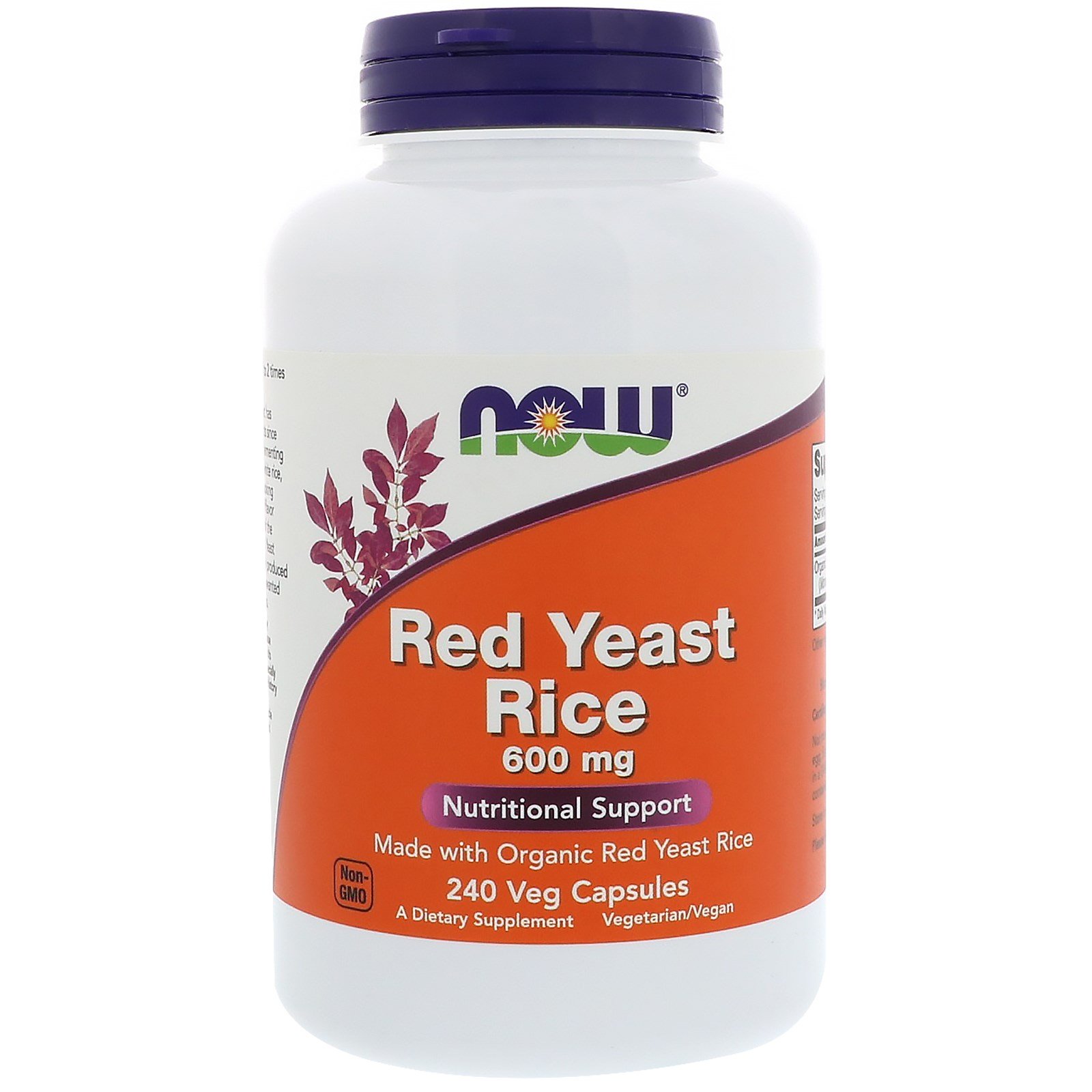 NOW Red Yeast Rice, Красный Дрожжевой Рис 600 мг - 240 вегетарианских капсул