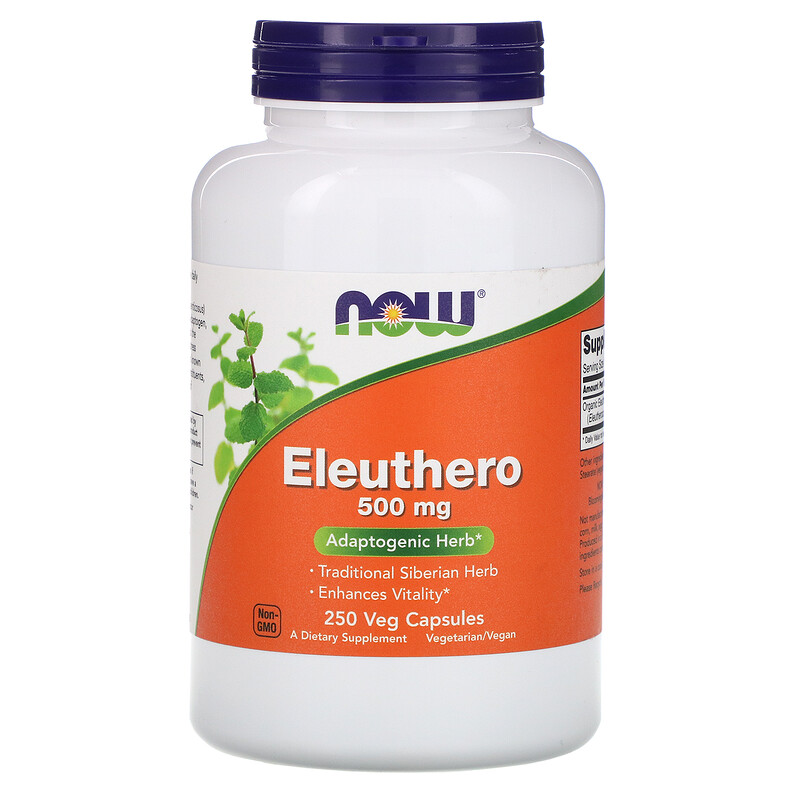 NOW Eleuthero, Элеутерококк 500 мг - 250 капсул