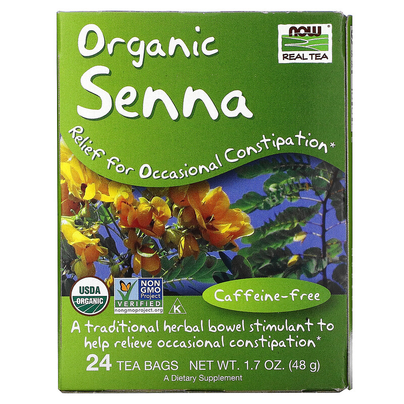 NOW Senna Tea, Чай Сенна 48 г - 24 пакетика
