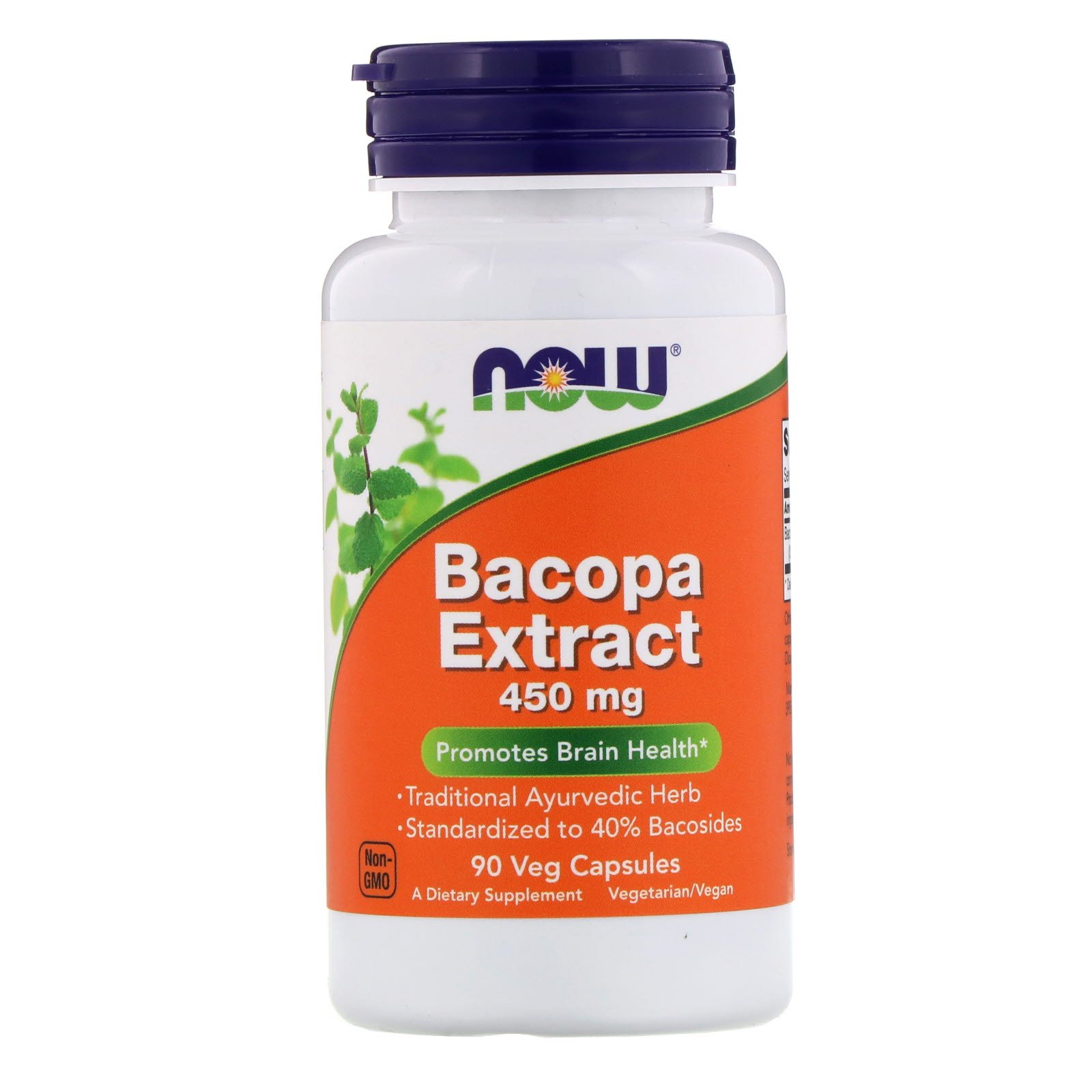 NOW Bacopa Extract, Бакопа Экстракт 450 мг - 90 вегетарианских капсул