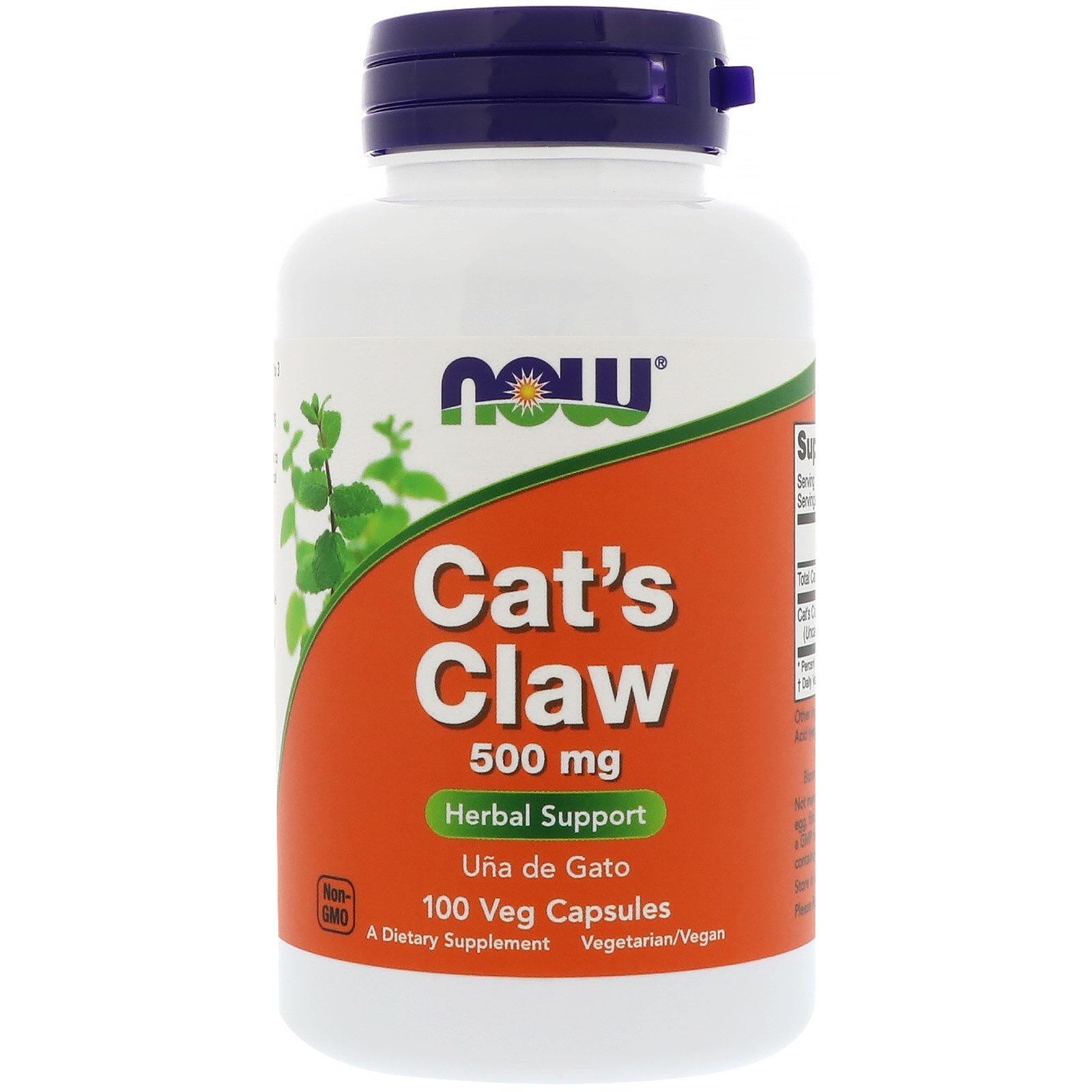 NOW Cat's Claw, Кошачий Коготь 500 мг - 100 капсул