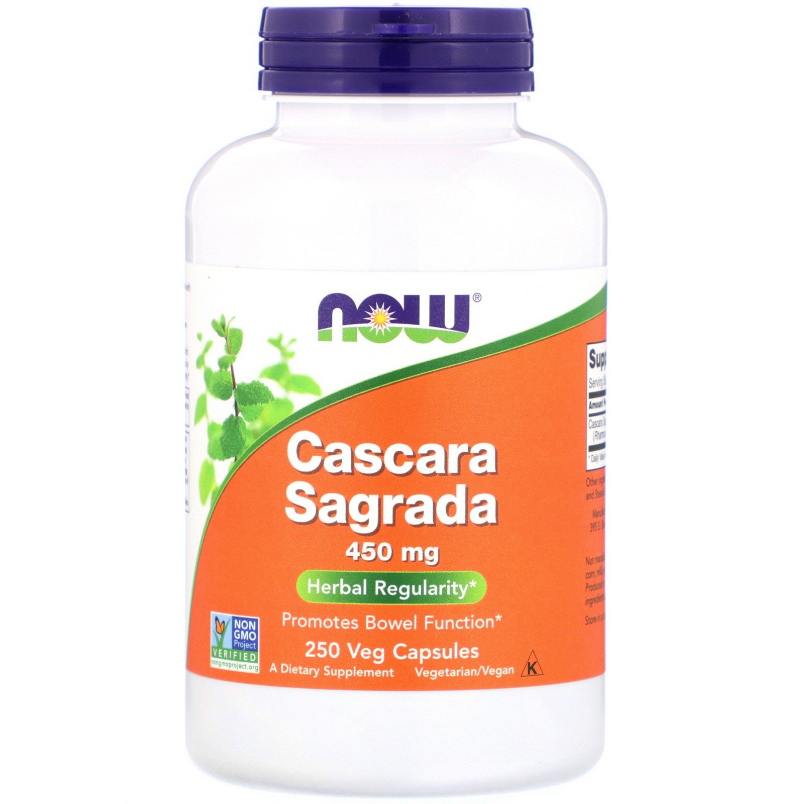 NOW Cascara Sagrada, Каскара Саграда (Крушина) 450 мг - 250 капсул