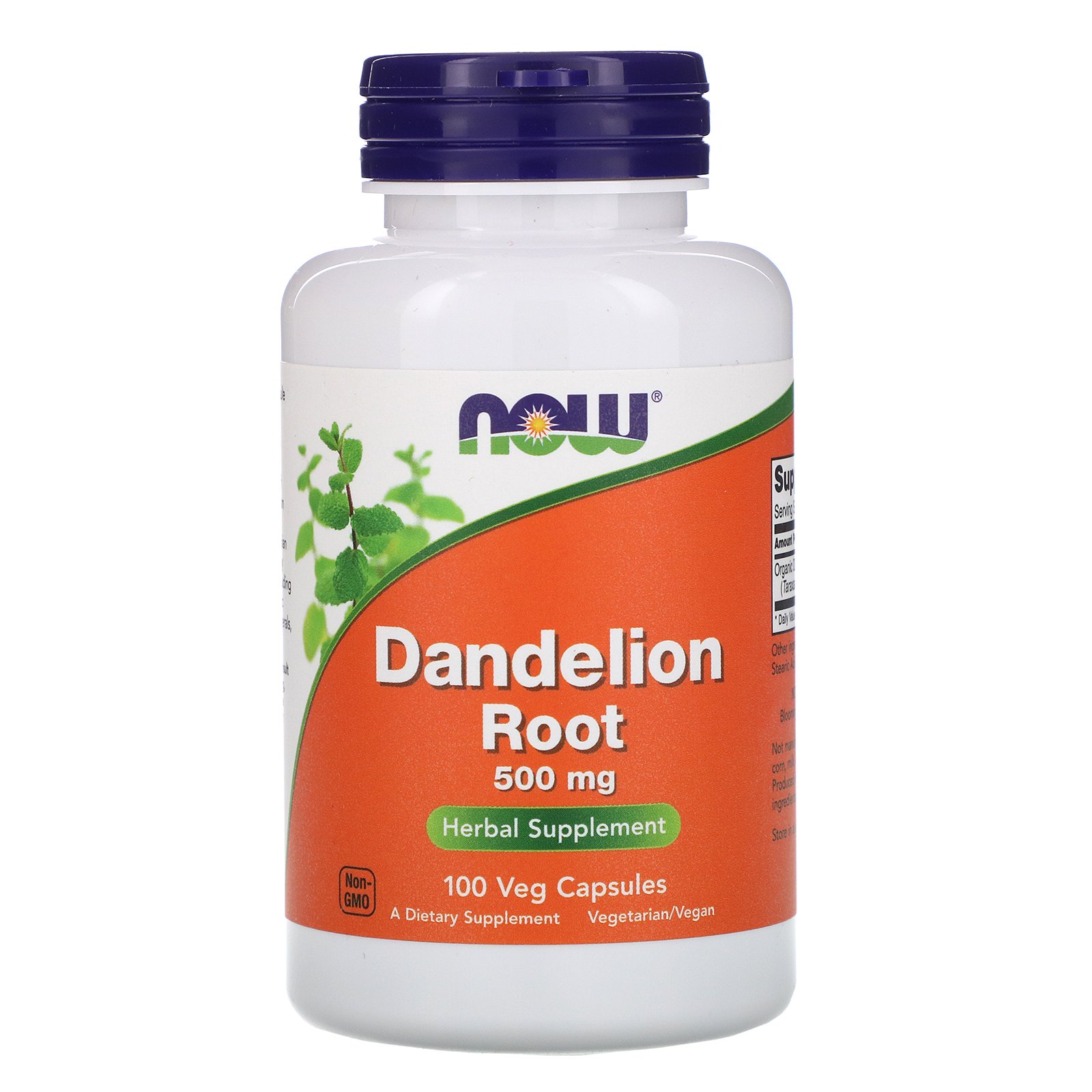 NOW Dandelion Root, Одуванчик Лекарственный Корень 500 мг - 100 капсул