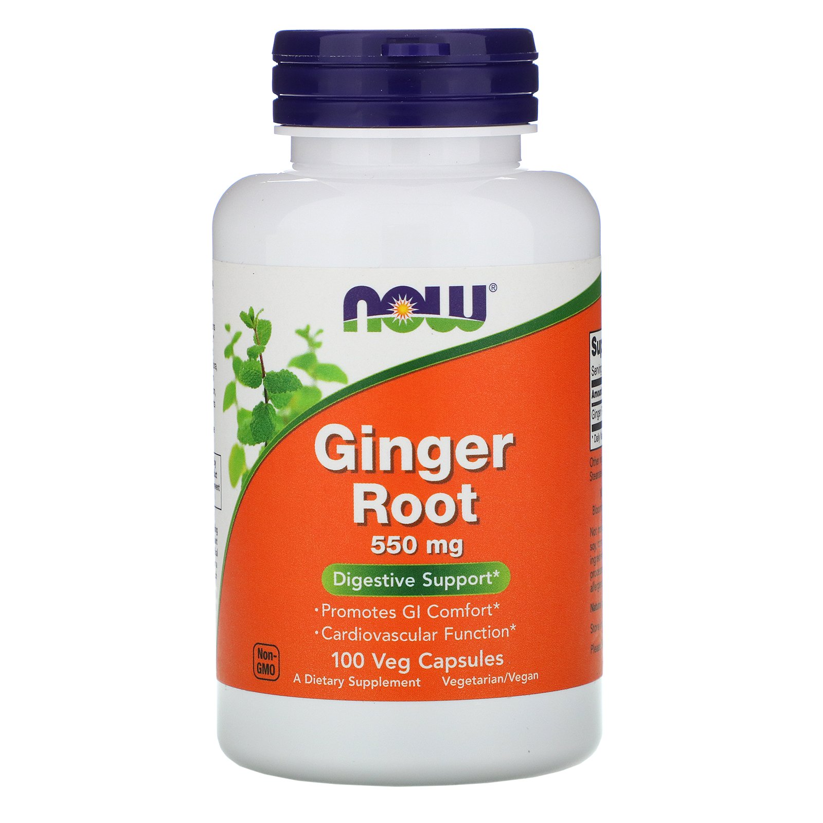 NOW Ginger Root, Имбирь Корень 550 мг - 100 капсул