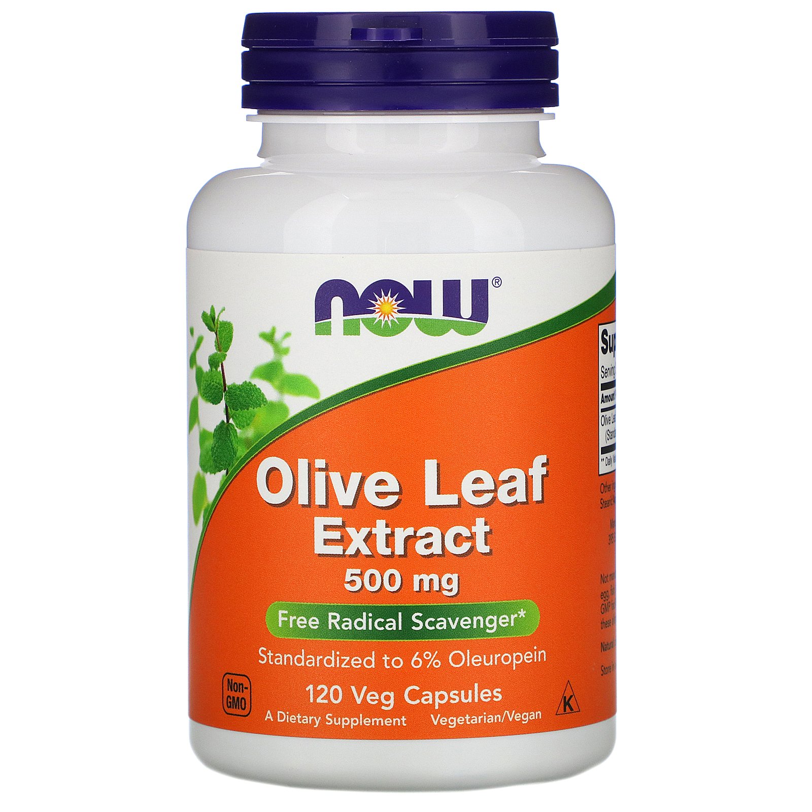 NOW Olive Leaf Extract, Экстракт Листьев Оливы 500 мг - 120 капсул