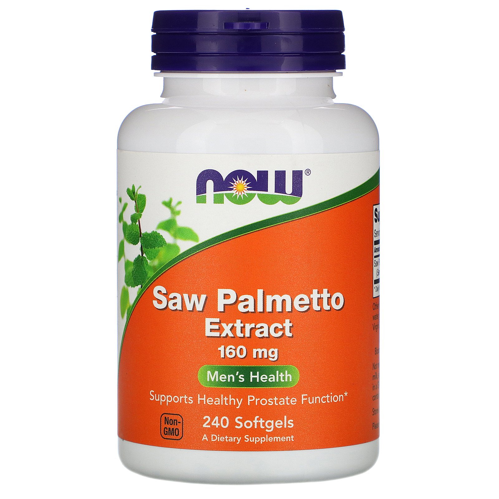 NOW Saw Palmetto Extract, Экстракт Ягод Пальмы Сереноа 160 мг - 240 желатиновых капсул