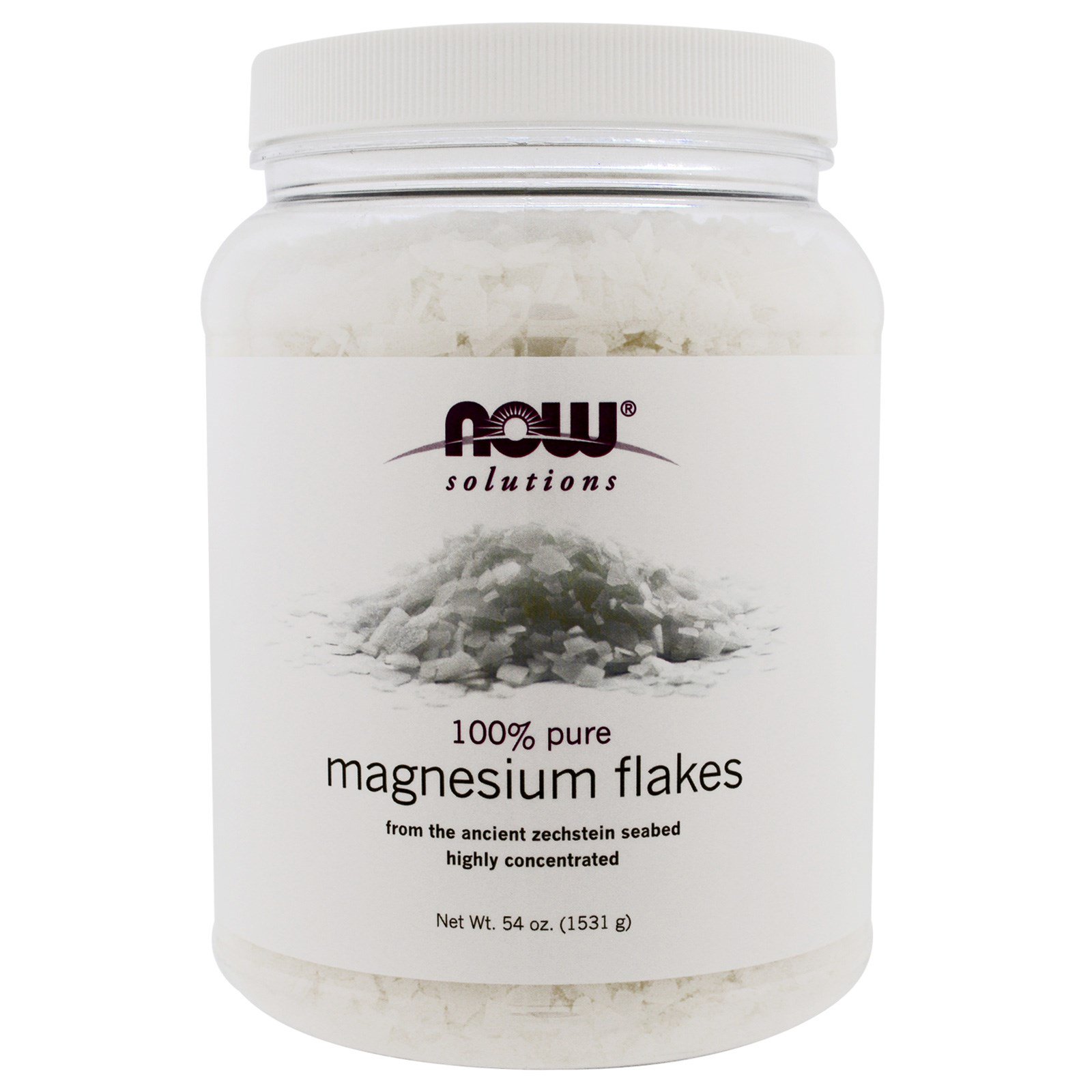 NOW Magnesium Flakes, Магниевые Хлопья для Ванн, 100% чистые - 1531 г