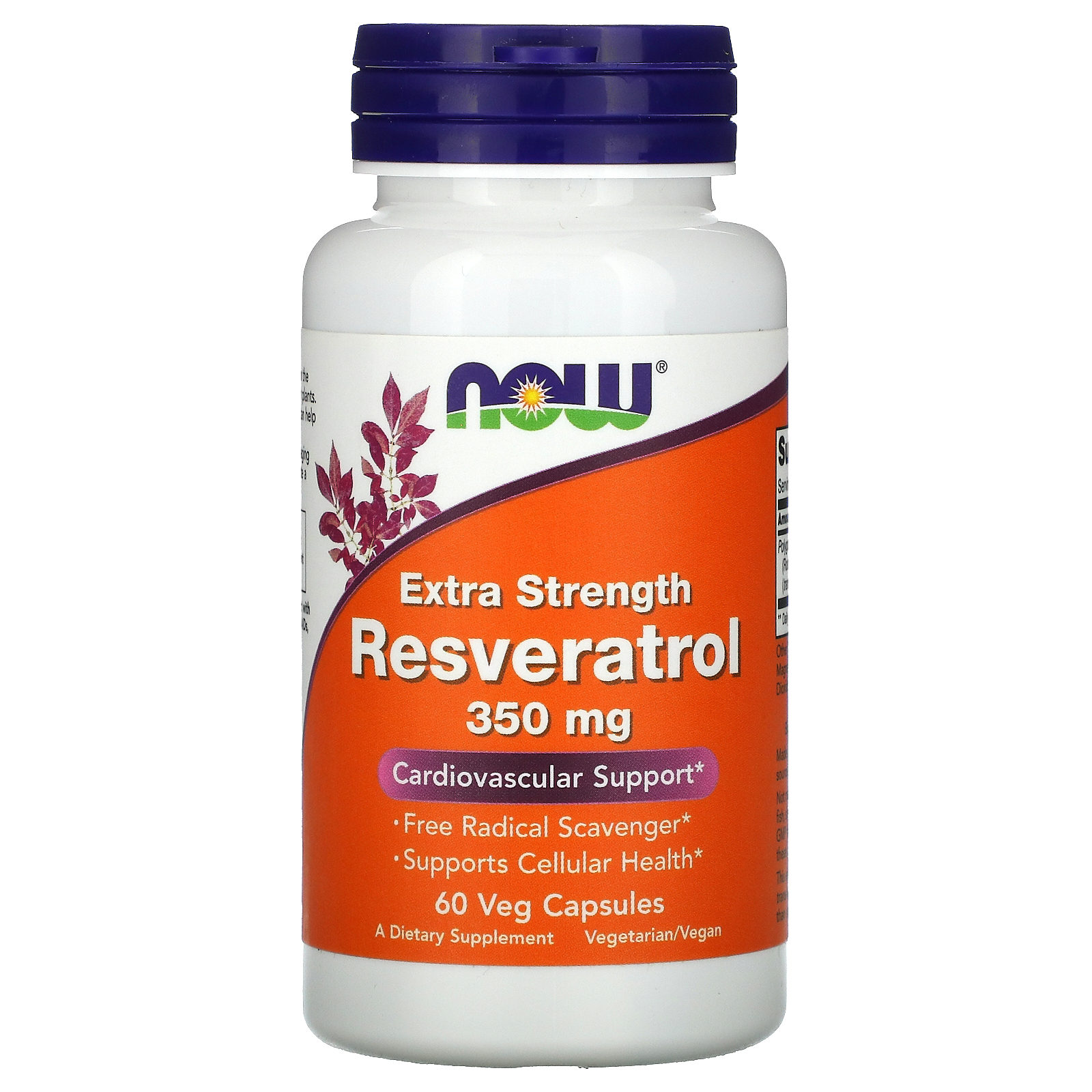 NOW Resveratrol Extra, Ресвератрол Экстра 350 мг - 60 капсул
