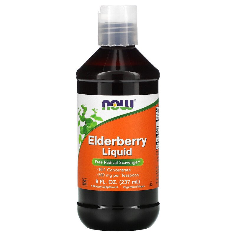 NOW Elderberry Liquid, Бузина 500 мг в Жидкой Форме - 237 мл