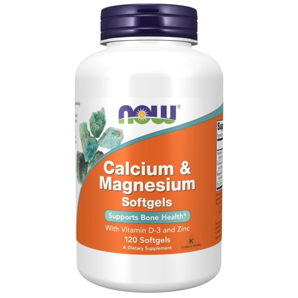 NOW Calcium + Magnesium, Кальций и Магний + Витамин D-3 и Цинк - 120 капсул