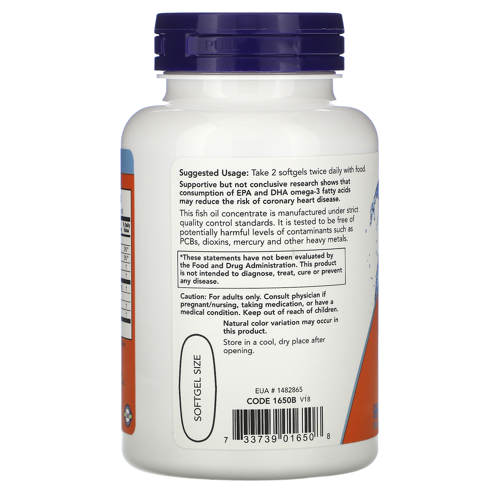 NOW Omega-3, Омега-3 180EPA/120DHA 1000 мг - 100 капсул